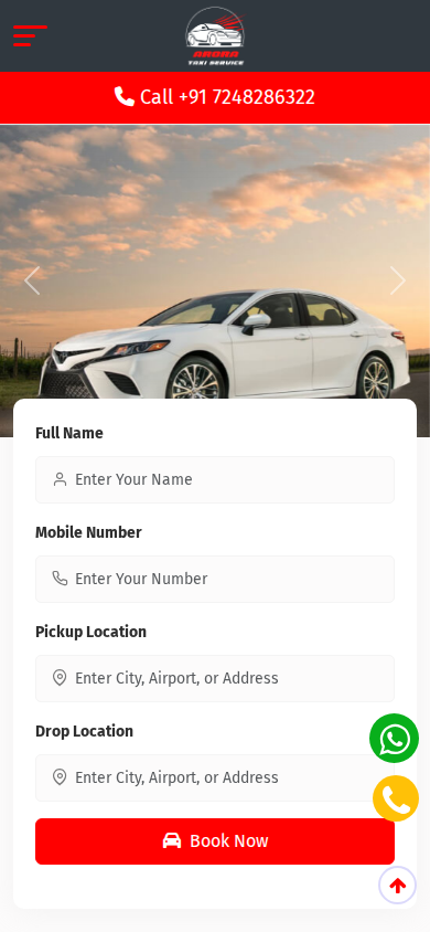 Arora Taxi Service mobile view